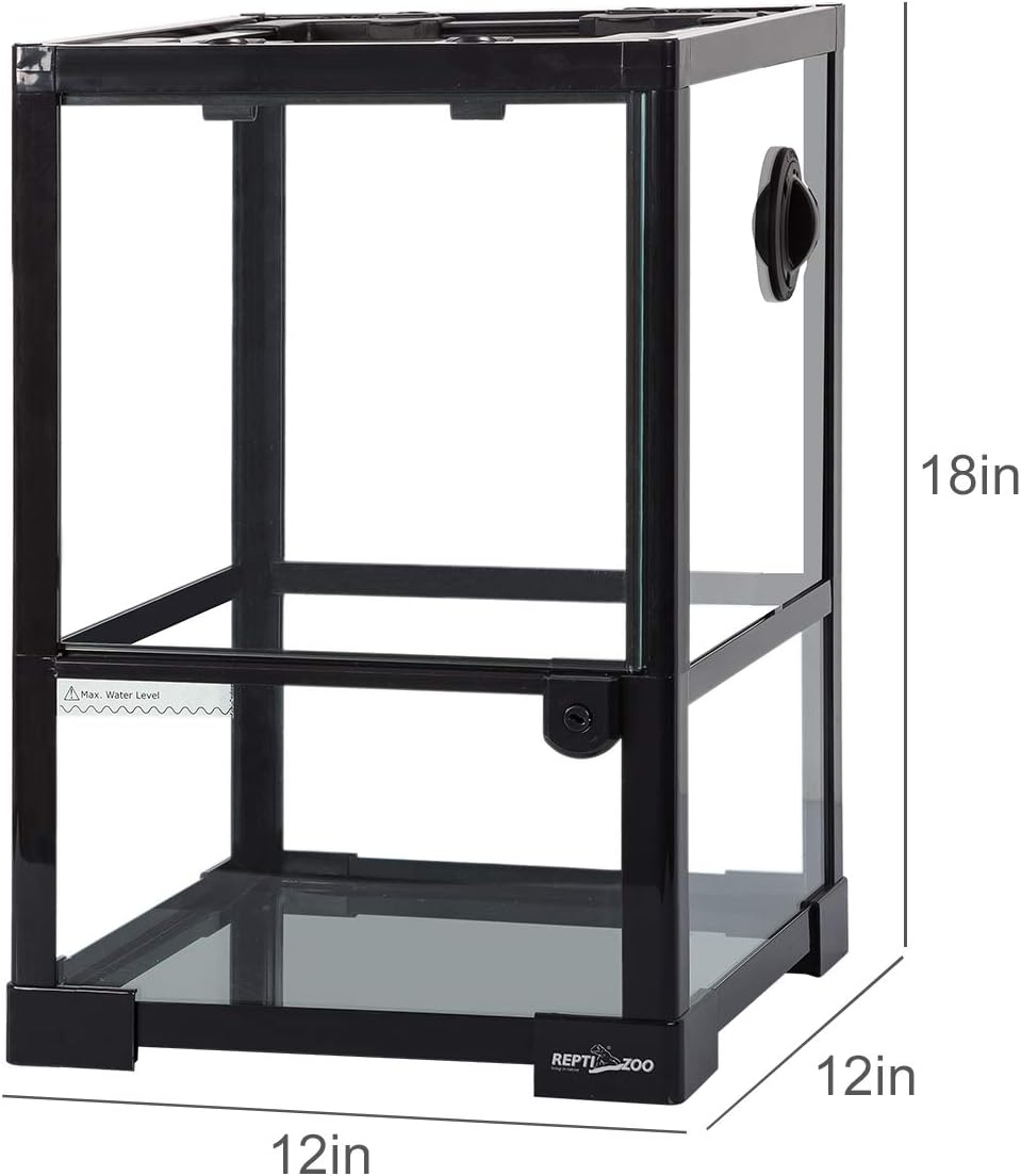Amphibian Habitat Tank 10 Gallon, Full Vision Glass Reptile Terrarium 12" x 12" x 18", Vertical Reptile Tank with