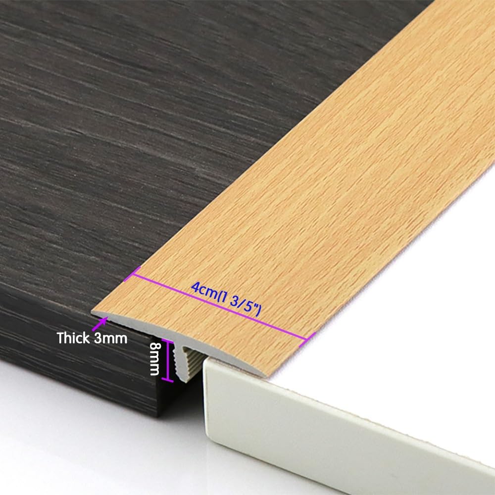 Self-Adhesive T Molding Transition Strip for Joining Floor Gaps, PVC Flat Divider, Sturdy Floor Edging Trim for