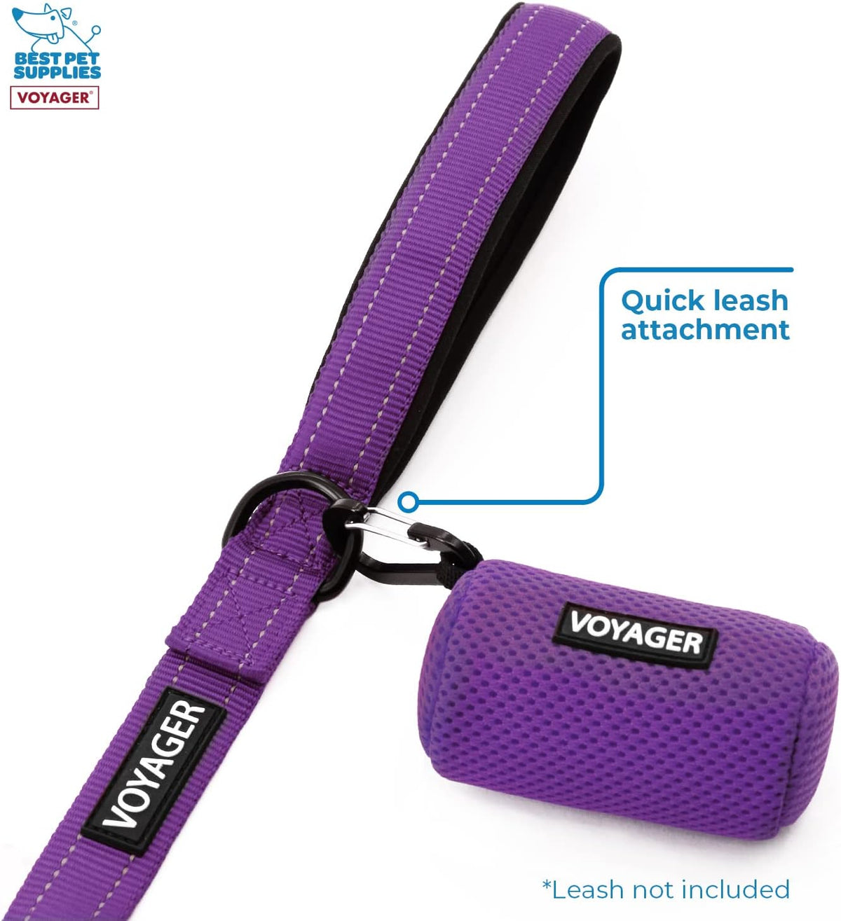Dog Poop Bag Holder Leash Attachment with Reusable Dispenser for Travel, Walking, Park, and Outdoor Use, Durable with