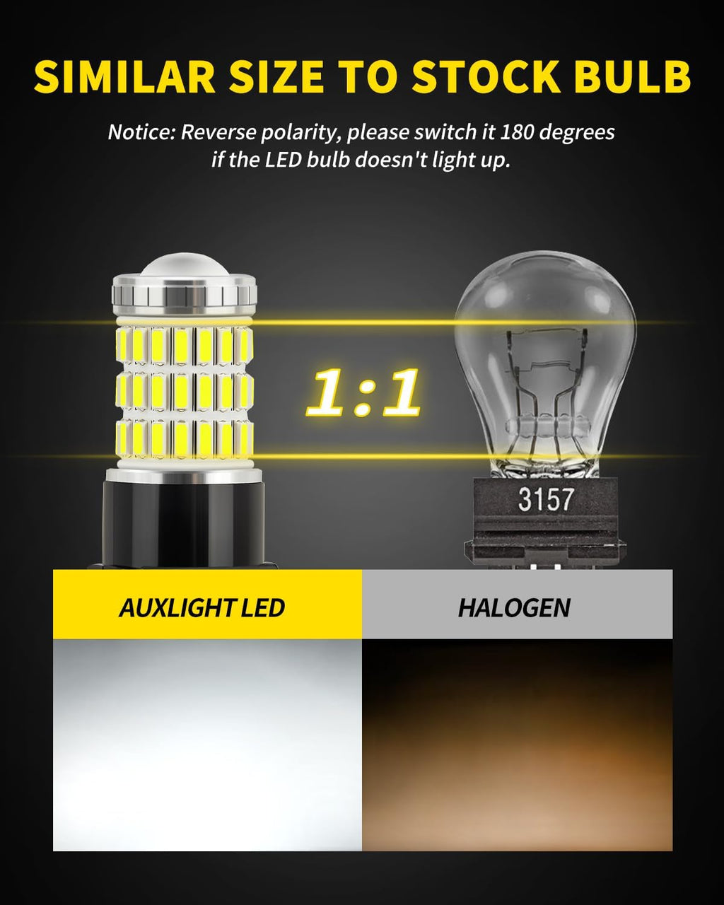 3157 3156 3057 4157 3157K LED Bulbs Xenon White, Ultra Bright 60-SMD LED Replacement for Back Up/Reverse Lights