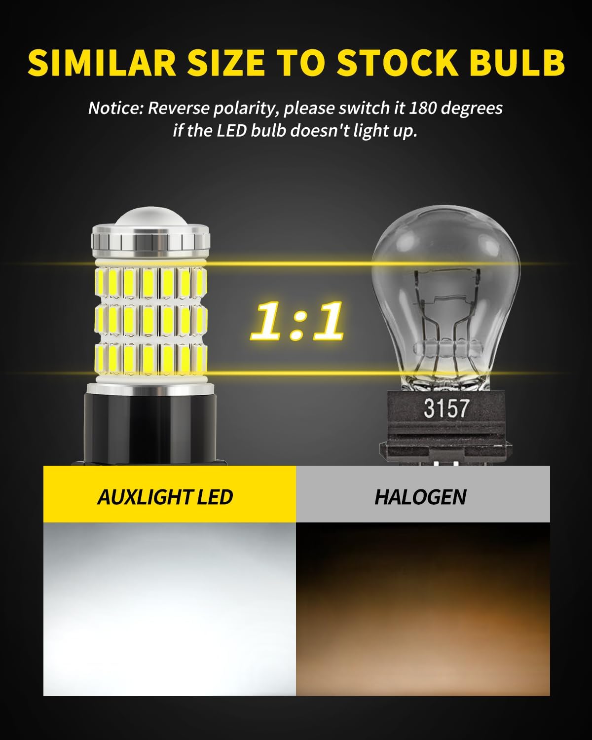 3157 3156 3057 4157 3157K LED Bulbs Xenon White, Ultra Bright 60-SMD LED Replacement for Back Up/Reverse Lights