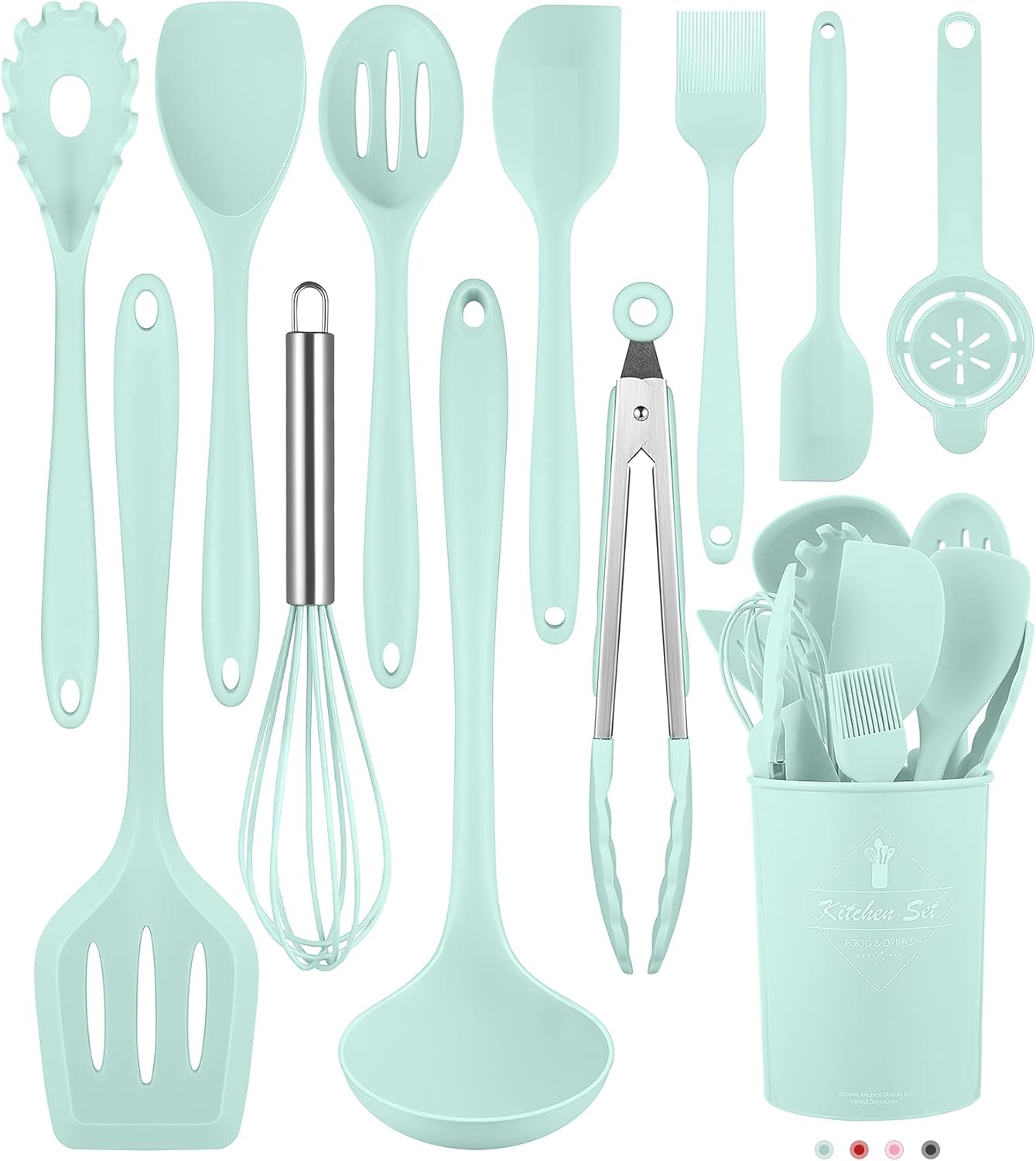 Kitchen Utensils Set-12 Pieces Silicone Cooking Utensils Set (Dishwasher Safe) 392°F Heat Resistant Spatula