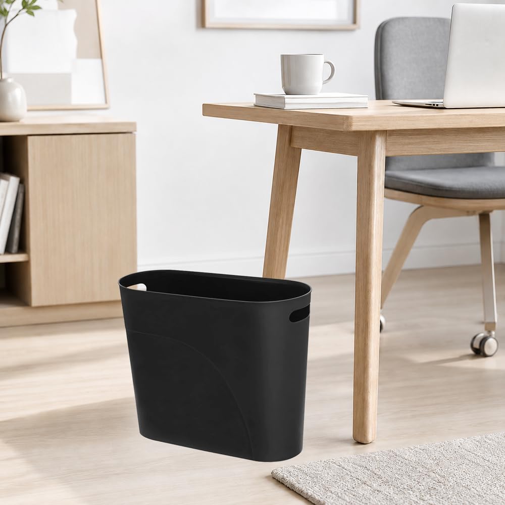 Small Trash Can Plastic Bathroom Wastebasket 3.2 Gallon Slim Garbage Container Bin with Handle for Home Kitchen