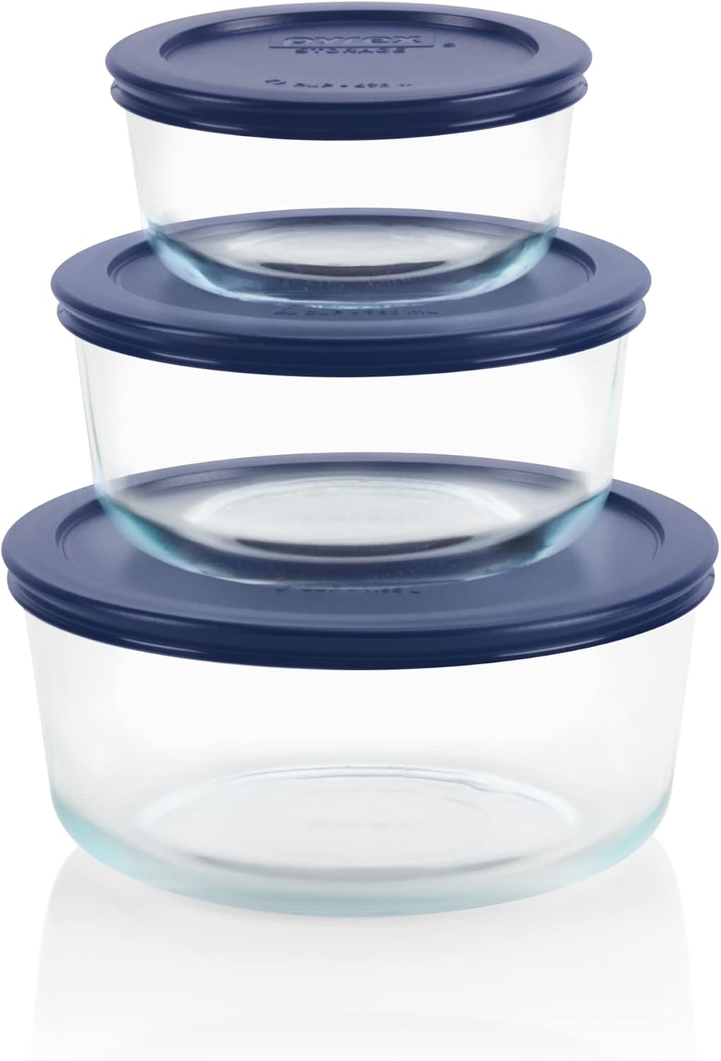 Simply Store (3-Pack) Glass Food Storage Containers Set, (2, 4 & 7 Cup) Meal Prep Containers With Plastic BPA-Free