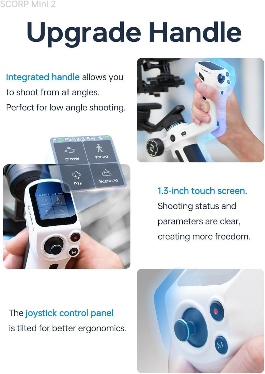 Official SCORP Mini 2 Kit Gimbal,3-Axis Camera Stabilizer with AI Tracker Fill Light,1,3IN Touch Sreen, for