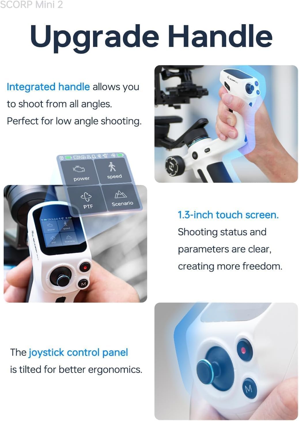 Official SCORP Mini 2 Kit Gimbal,3-Axis Camera Stabilizer with AI Tracker Fill Light,1,3IN Touch Sreen, for