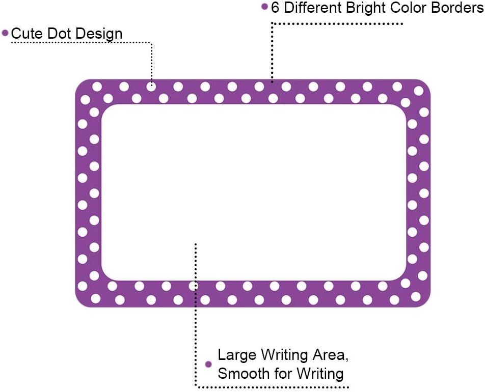 300 Cute Dot Name Tag Stickers Colorful Border Name Labels for School, Office, Home Can Be Used on Clothes, Storage