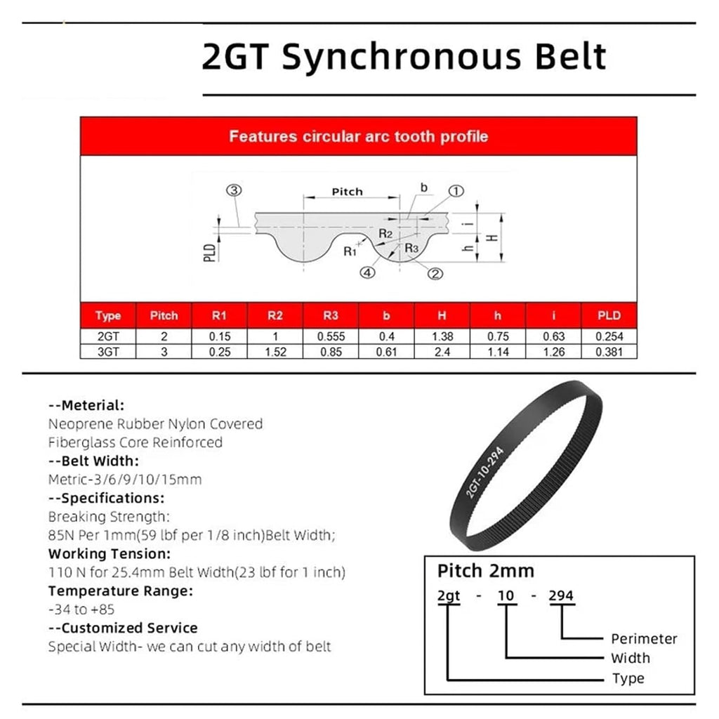 2GT Rubber Annular Belt, Synchronous Belt, 3D Printer Accessories
