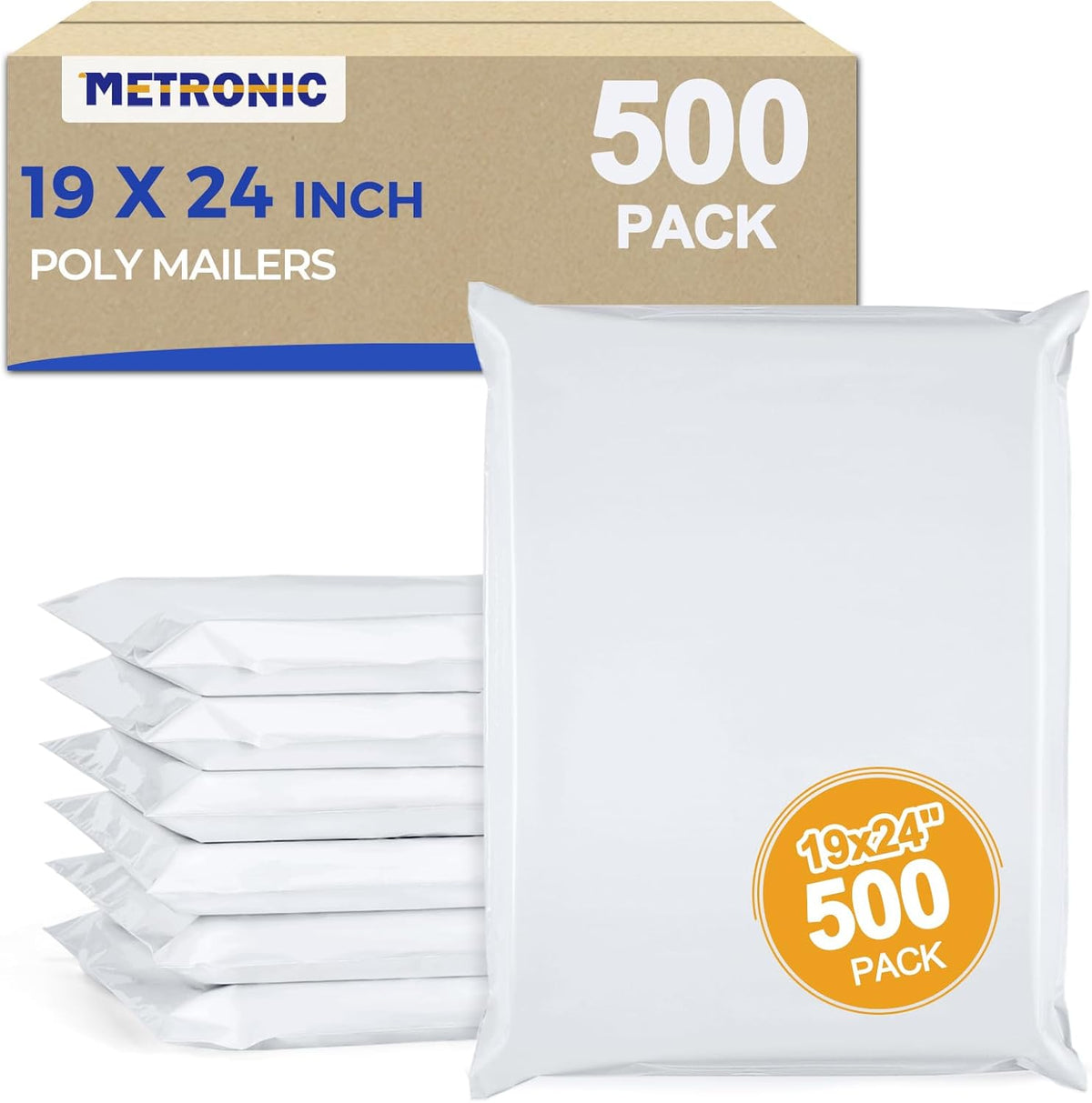 Poly Mailers 19x24 500PC Large Shipping Bags for Business White