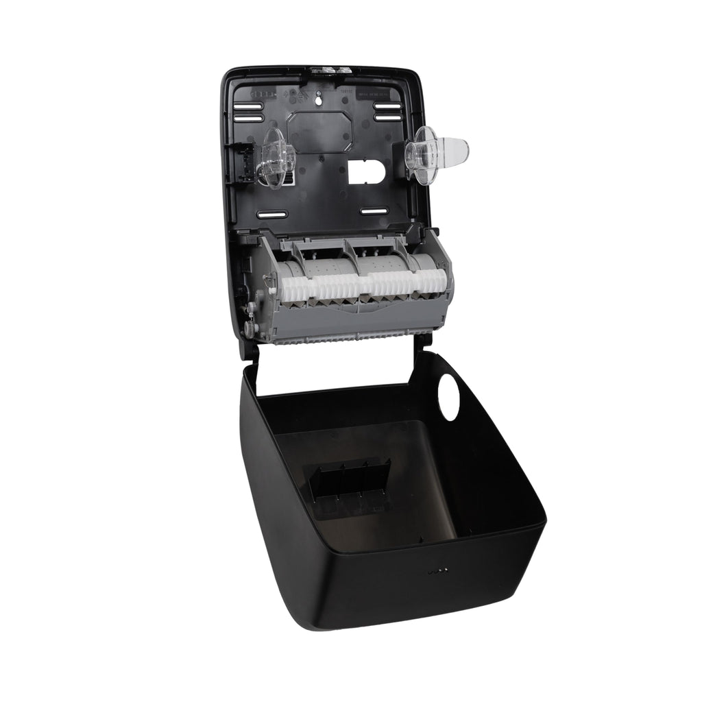 Timeless Hands-Free Mechanical Paper Towel Dispenser, Black, Commercial Grade, Universal Roll Compatibility