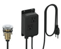 KANARY Sink Top Air Switch Kit(All Brass Button) for Garbage Disposal with Power Module (Round,Chrome)