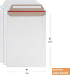 Durable Self-Seal Rigid Mailers 7 x 9 inch (100 Pack) – White, Lightweight, Tear-Resistant for Photos, Documents & More!
