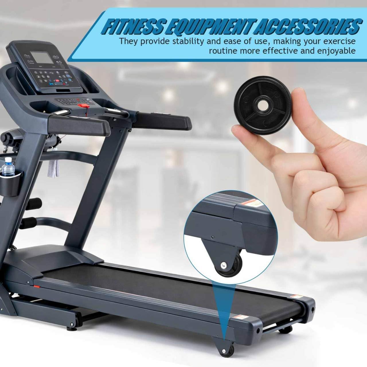 Gym Equipment Caster Replacement, 4pcs Fitness Equipment Plastic Roller Wheels Compatible with Treadmills and