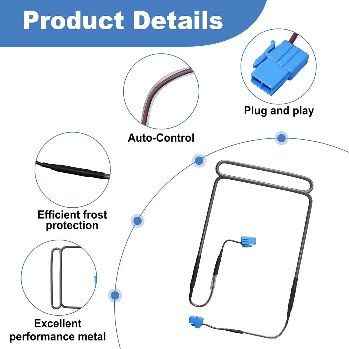 DA47-00434A Refrigerator Defrost Heater Assembly Compatible with Samsung RF28JBEDBSG/AA, RF25HMEDBSG/AA, RF24FSEDBSR/AA, RF22NPEDBSR/AA, RF30KMEDBSG/AA, Replaces 3955744,AP5585243,PS4140711,EAP4140711