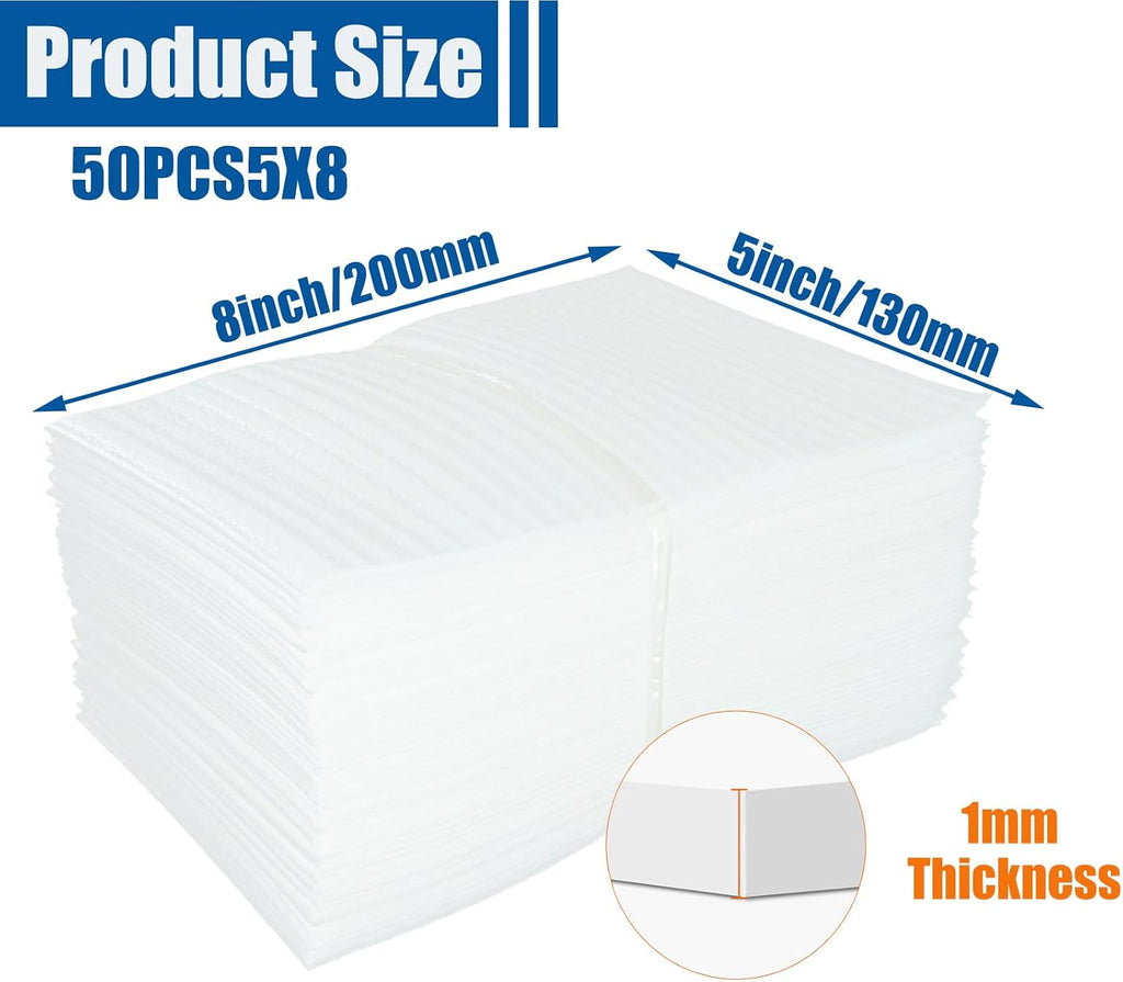 Cushion Foam Wrap Pouches for Moving(50 Pack 5"x8'')