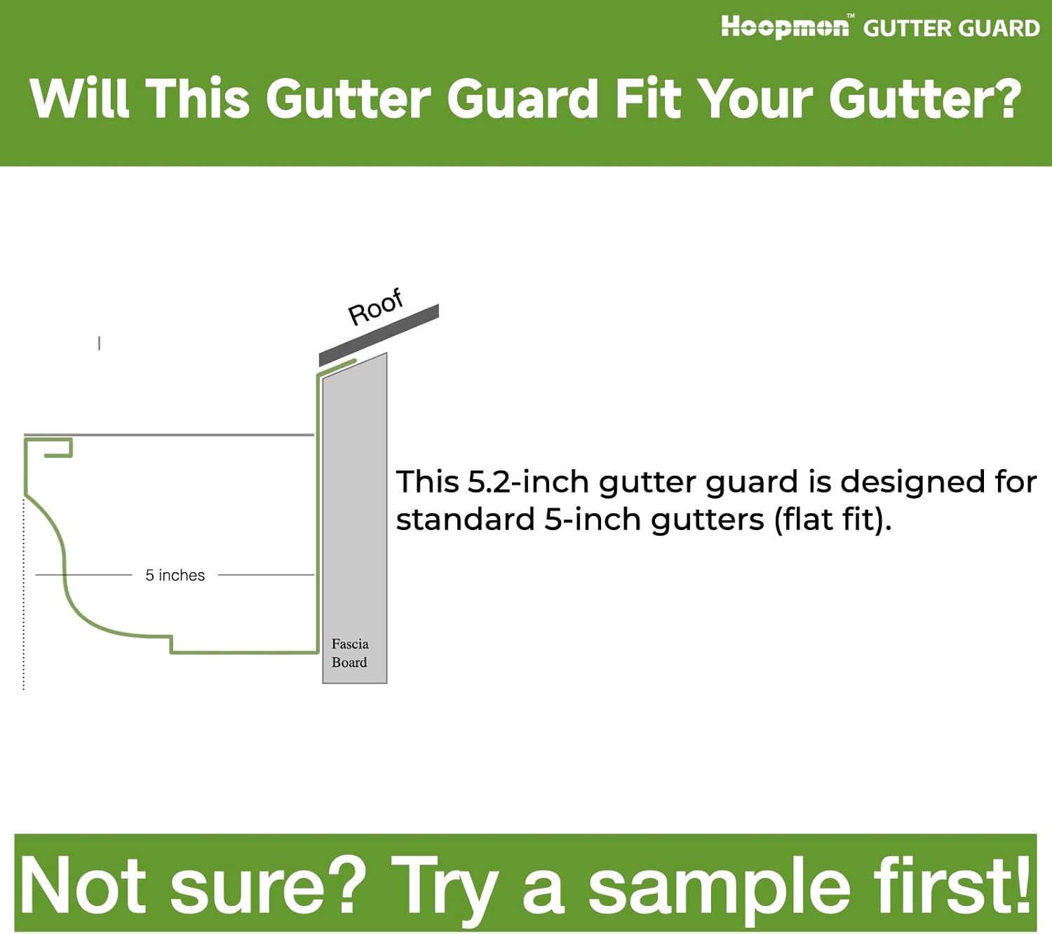 5 Inch Gutter Guard, 100% Stainless Steel High-Flow Leaf Screen
