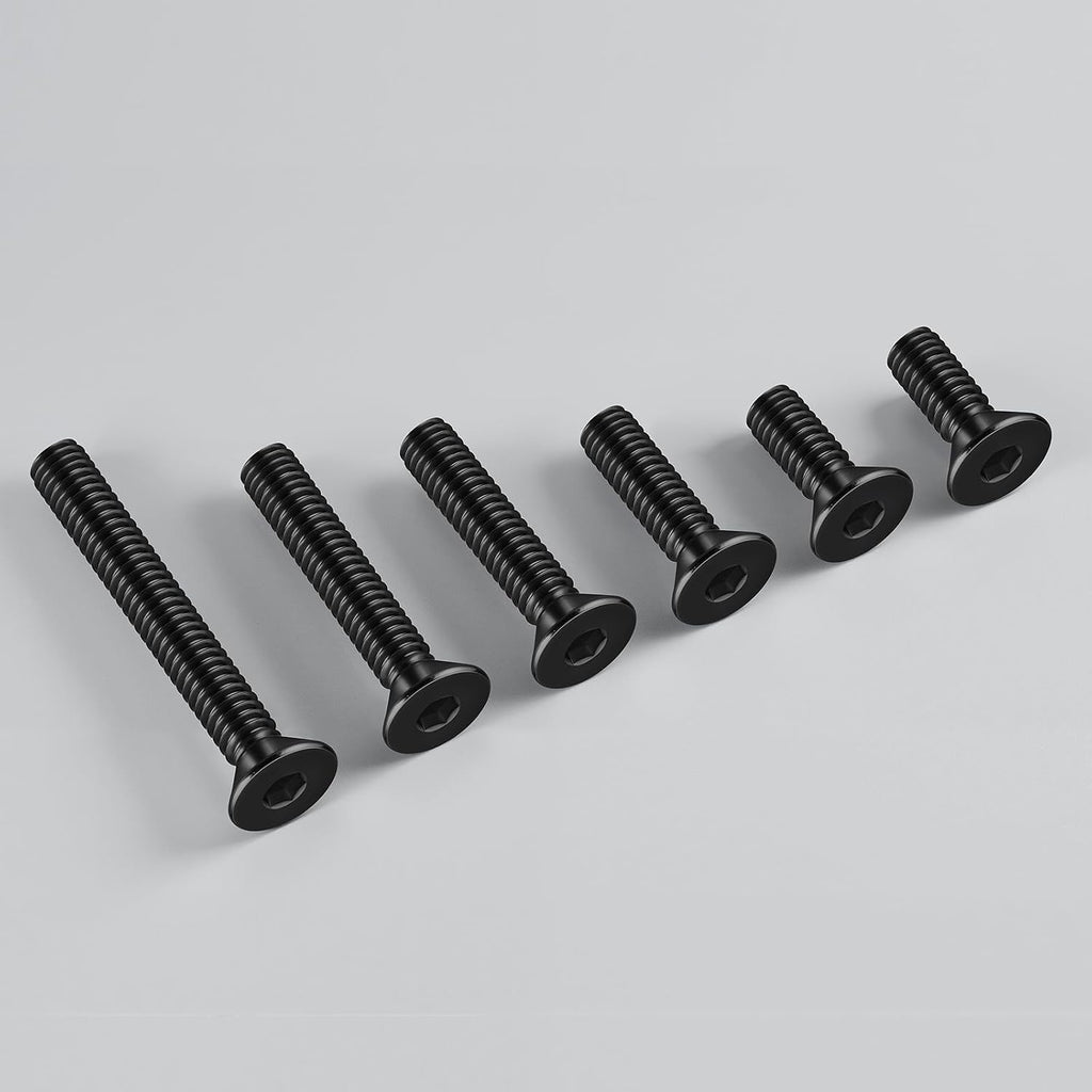 #6-32 Machine Screws, 100Pcs #6-32 x 1/4 Inch Flat Head Socket Cap Screws, 304 Stainless Steel 18-8 Countersunk Bolts, Black Zinc Finish, Full Thread (with Hex Spanner)