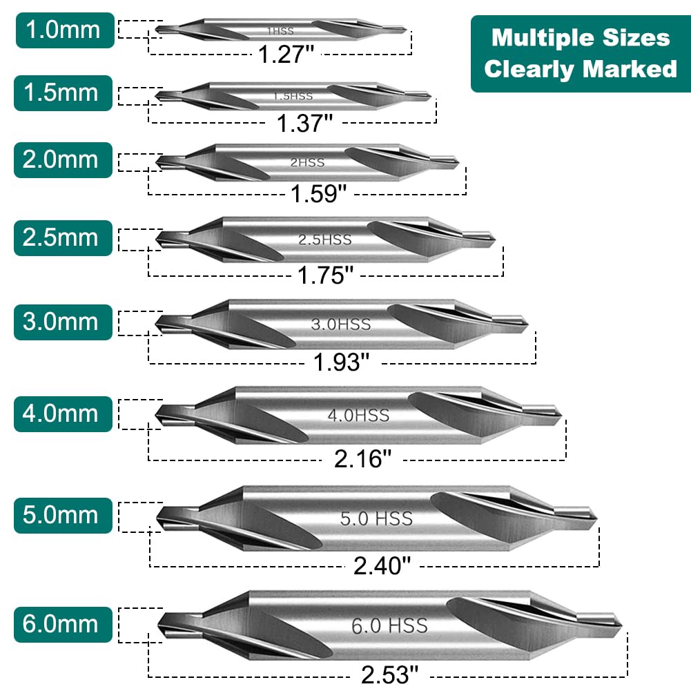 8Pcs HSS Center Drill Bits Set Combined Countersink Drill Bit Tool