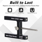 Aluminum Brake Booster Rod Adjustment Tool, Brake Master Cylinder Depth Checker Fits Most Boosters with Adjustable Pins for Accurate Pedal Travel (Black)