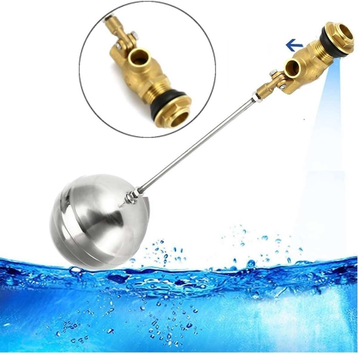 Valve，Float Valve,Brass Float Valve 1/2" 3/4" 1" 2", Water Tank Float Ball Valve, Brass Male Thread Water Sensor Stainless Steel High Pressure Float Ball Value (Size : 1.5inch) (Size : 2inch)