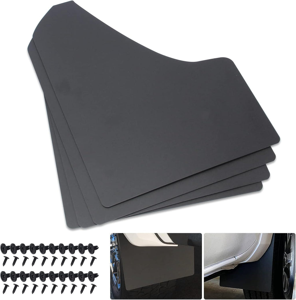Car Mud Flaps Universal Fit Black Splash Guards (4 Pack) with 20 Pieces 6mm Fastener Rivet Clips