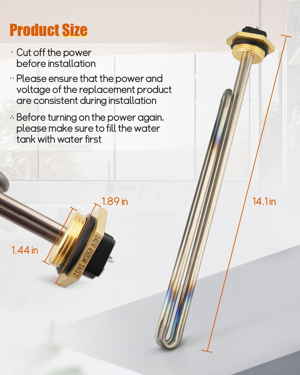 Water Heater Element Replacement Fit for Rheem Marathon, Replace SP213670, 4500W Titanium Water Heater Element