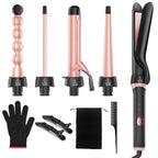 5 in 1 Curling Iron Set, Ceramic Curling Wand & Flat Iron