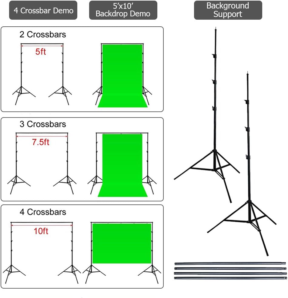 800W 5500K Umbrellas Softbox Continuous Lighting Kit with Backdrop Support System for Photo Studio Product, Portrait