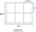 100 Sheets 600 Pcs 3-1/3 x 4 6 Up Shipping Address Labels for Laser & Inkjet Printers, 3-1/3" x 4" 6 per Sheet