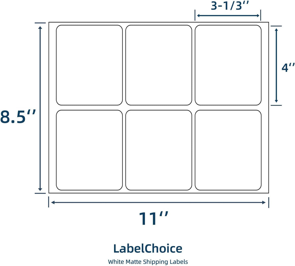 100 Sheets 600 Pcs 3-1/3 x 4 6 Up Shipping Address Labels for Laser & Inkjet Printers, 3-1/3" x 4" 6 per Sheet