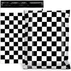 100Pcs 10 x 13in Checkered Poly Mailers Classic Black and White Plaid Packing Bags with Self-Sealing Decorative Gift