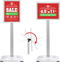 Pedestal Sign holder Stand 8.5x11inch Adjustable Standing Floor Sign Stand with Heavy Base & Snap Frame Display Stand