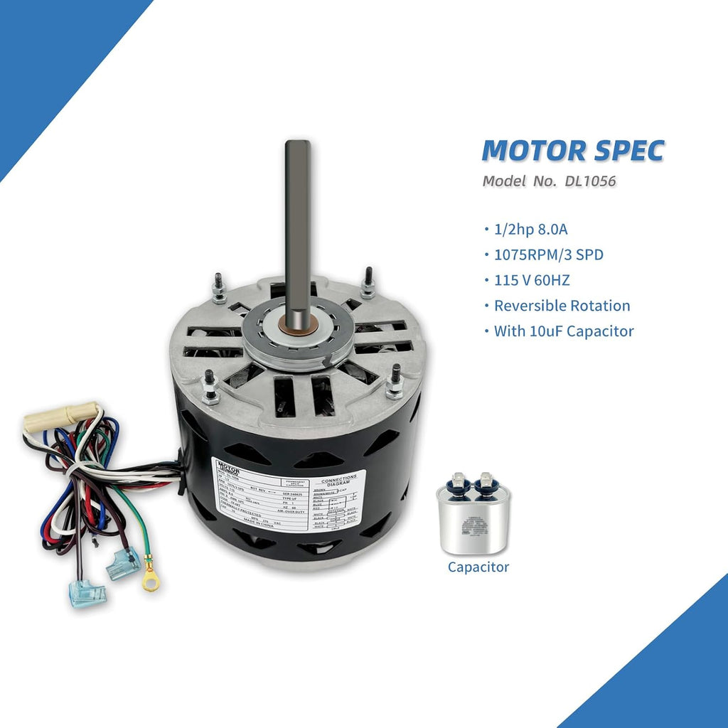 DL1056 Blower Fan Motor Replaces A.O. Smith/Century DL1056, Fasco D701