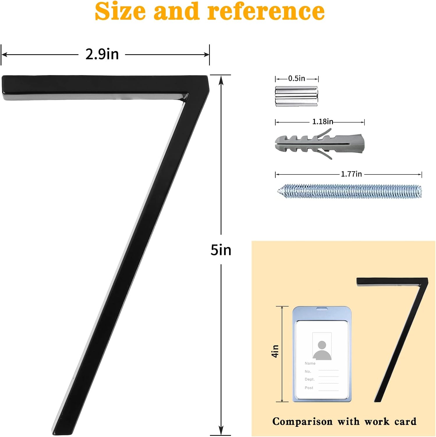 5" Floating Stainless Steel Address House Number (5) | Modern Metal Anti-Rust House Numbers with Nail Kits for Door
