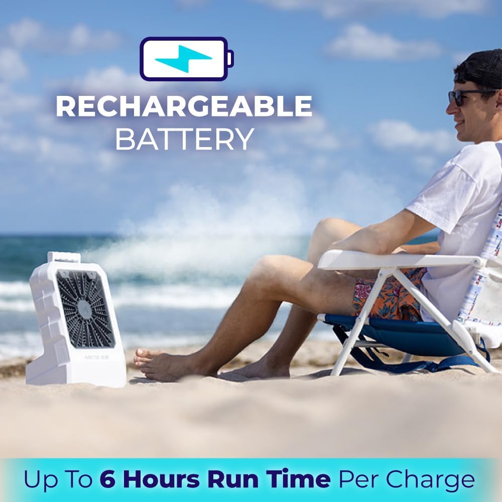 Outdoor Evaporative Cooler, Portable & Ultra-Quiet Air Cooler with 4 Fan Speeds, USB Rechargeable, 6-Hour Battery