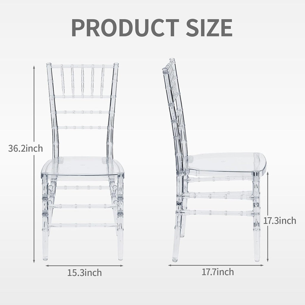 GD 2 Pack Clear Acrylic Chiavari Chairs Crystal Modern Dining Chair Stackable