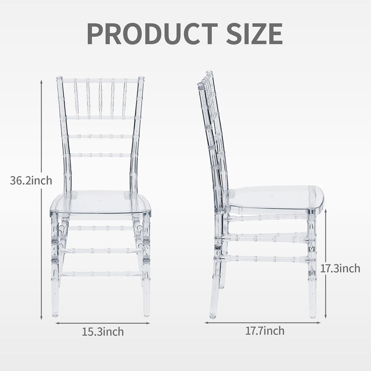 GD 2 Pack Clear Acrylic Chiavari Chairs Crystal Modern Dining Chair Stackable