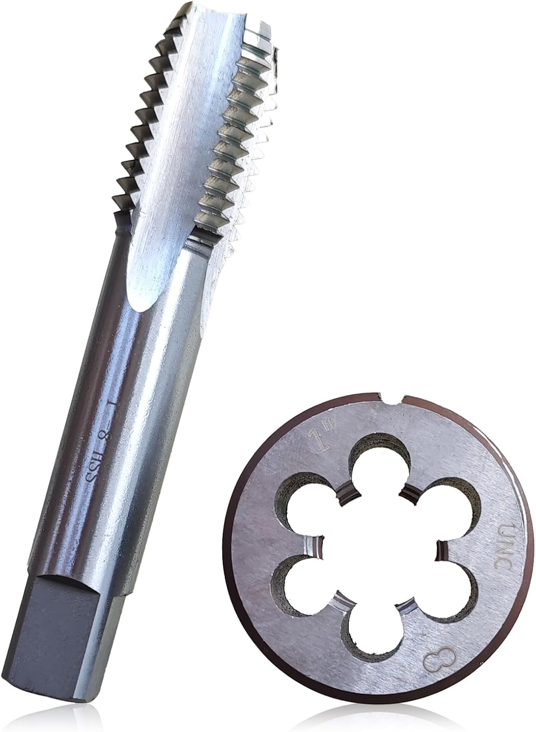 1"-8 Tap and Die Set, UNC, Right Hand, Grade 2B 2A, 4 Flute Straight Tap