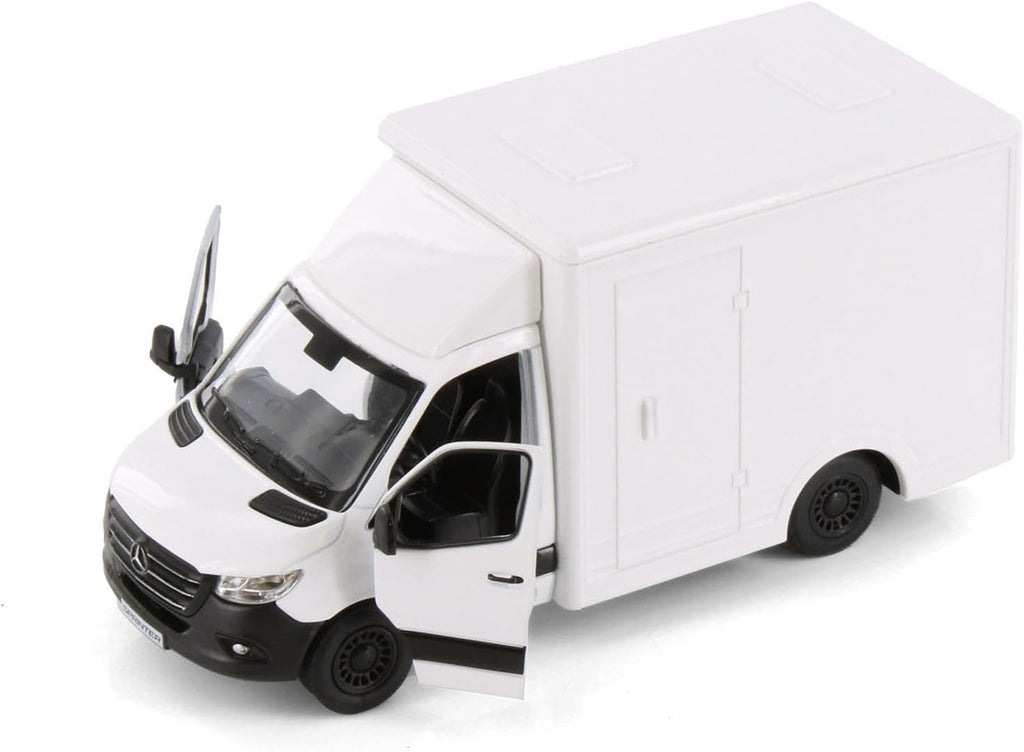 Mercedes-Benz Sprinter Cargo Van 1:48 O Scale 5" Die Cast Metal Model Toy Van, Pull-Back Action (White Box Truck)