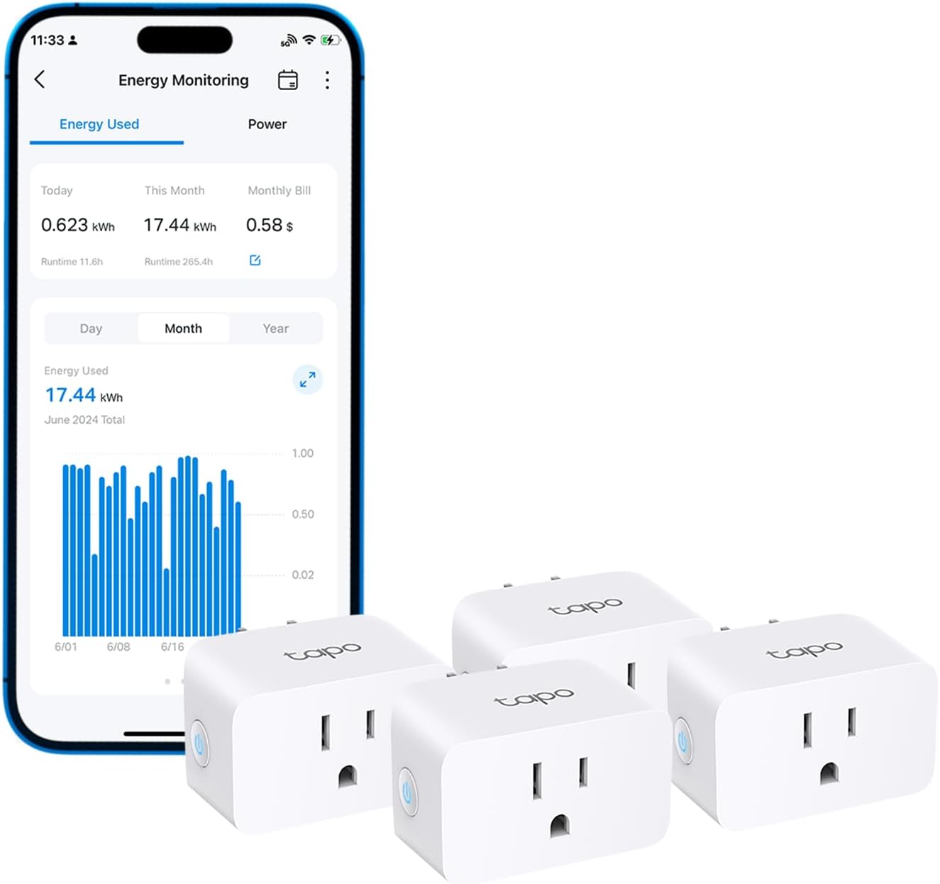 TP-Link 𝗧𝗮𝗽𝗼 Smart Plug Wi-Fi Mini, Energy Monitoring, Compatible with Alexa & Google Home & Samsung SmartThings