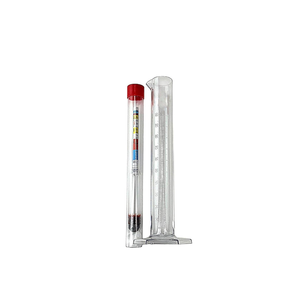 – Fermentation Test Kit – 8" Italian Glass Triple Scale Hydrometer & 100cc Extra Clear Graduated Cylinder – Combo Kit
