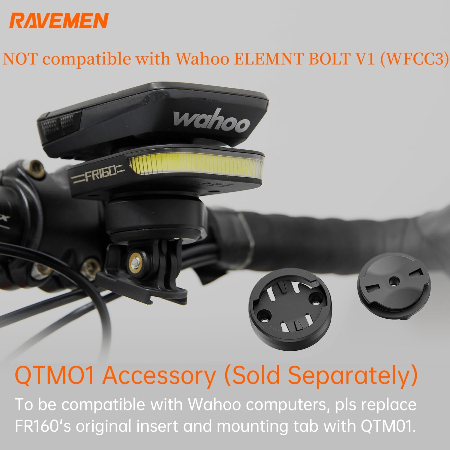 FR300/ FR160 Compatible with Garmin Bike Computer | Daytime Be Seen Bicycle Light, 6 Modes Cycling Computer