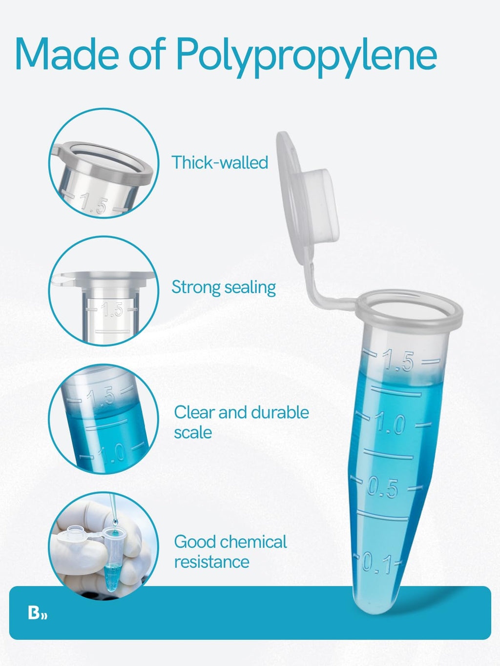 1.5ml Microcentrifuge Tubes 500PCS, Max. RCF 13,000xg
