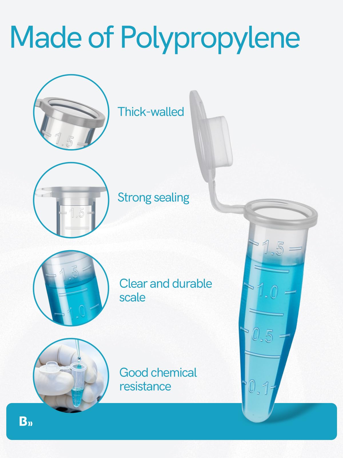 1.5ml Microcentrifuge Tubes 500PCS, Max. RCF 13,000xg