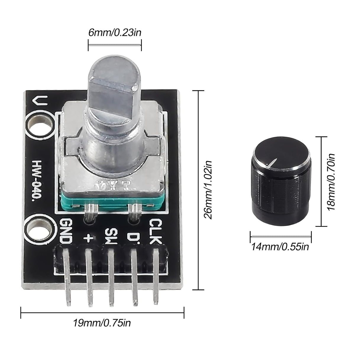6pcs KY-040 Rotary Encoder Module 360 Degree Switch Encoders with Knobs Cap Brick Sensor Modules