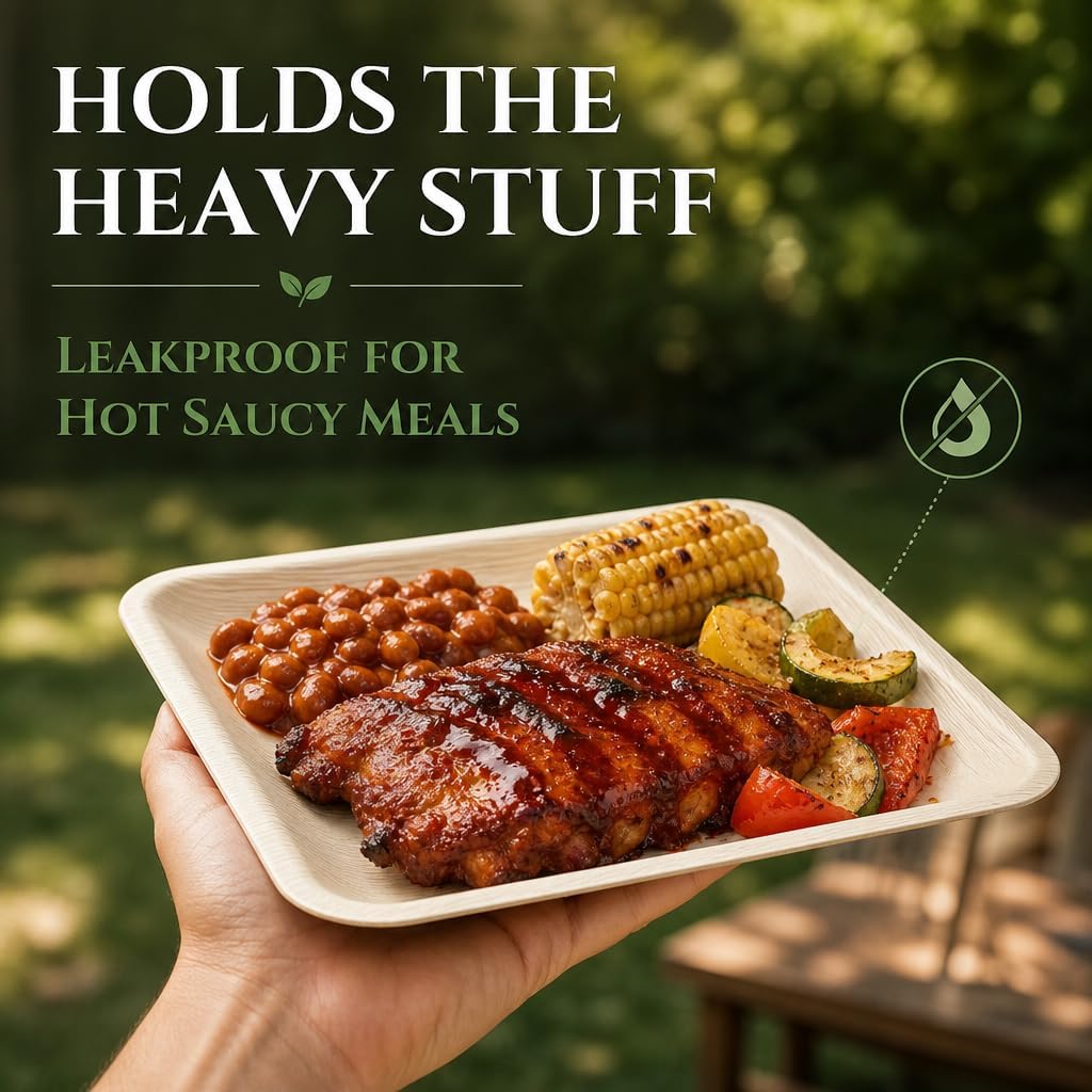 8" Square Disposable Bamboo Plates (50-pack) | Eco-friendly, Heavy Duty
