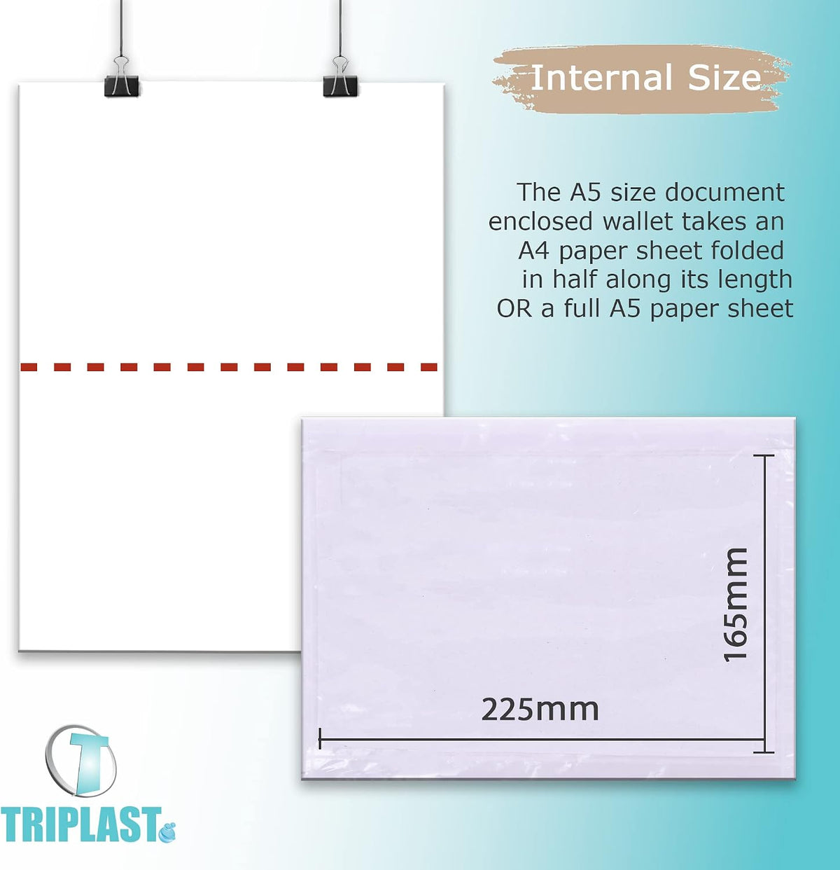 200 x A5 Plain Document Enclosed Wallet (225 x 165 mm) | Peel & Seal Clear Plastic Envelopes/Sleeves/Pockets/Wallets