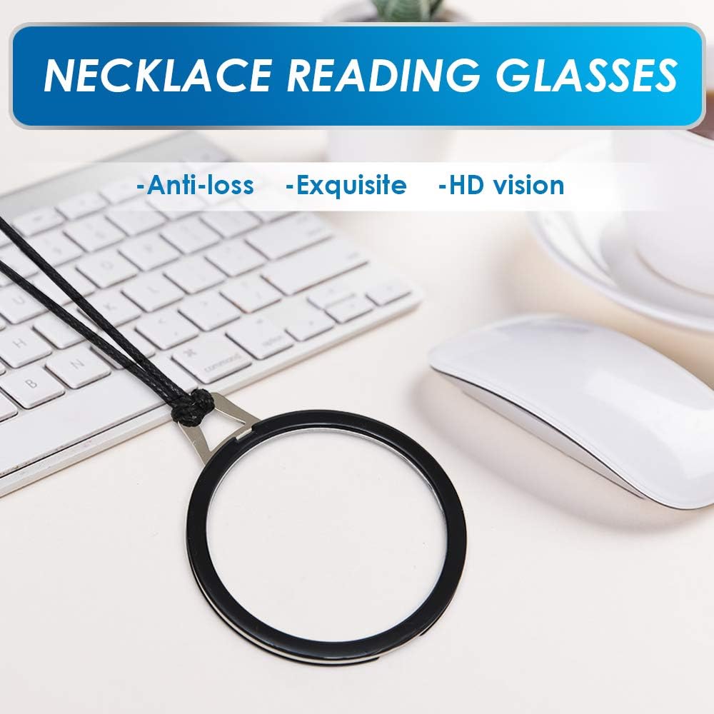 Reading Glasses Pendant Necklace Readers Lightweight Portable Anti-loss Reading Glasses with Exquisite Case for Women