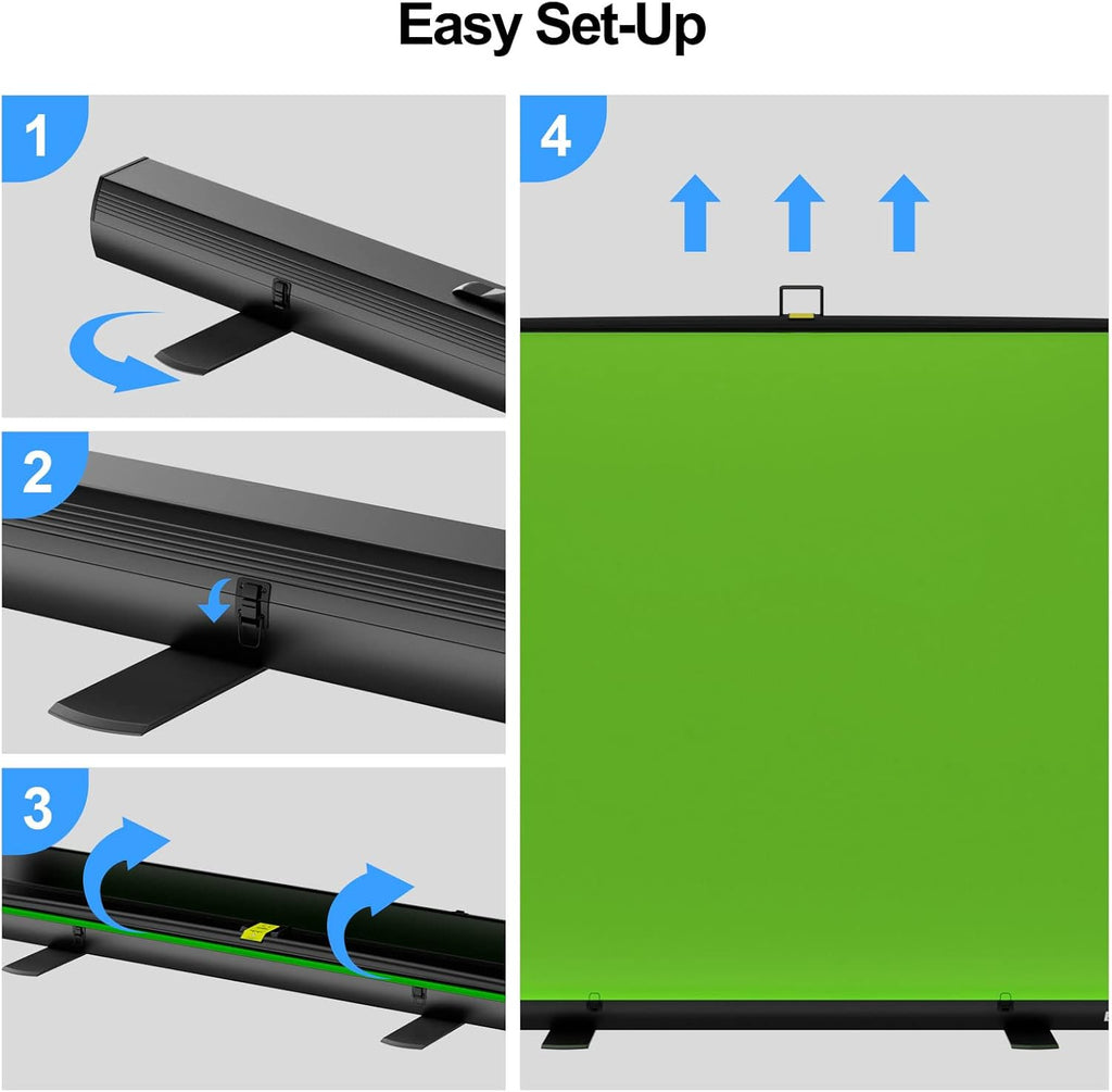 Green Screen, 58x74in Collapsible Chroma Key Panel for Backdrop | Portable & Retractable Wrinkle-Resistant Backdrop