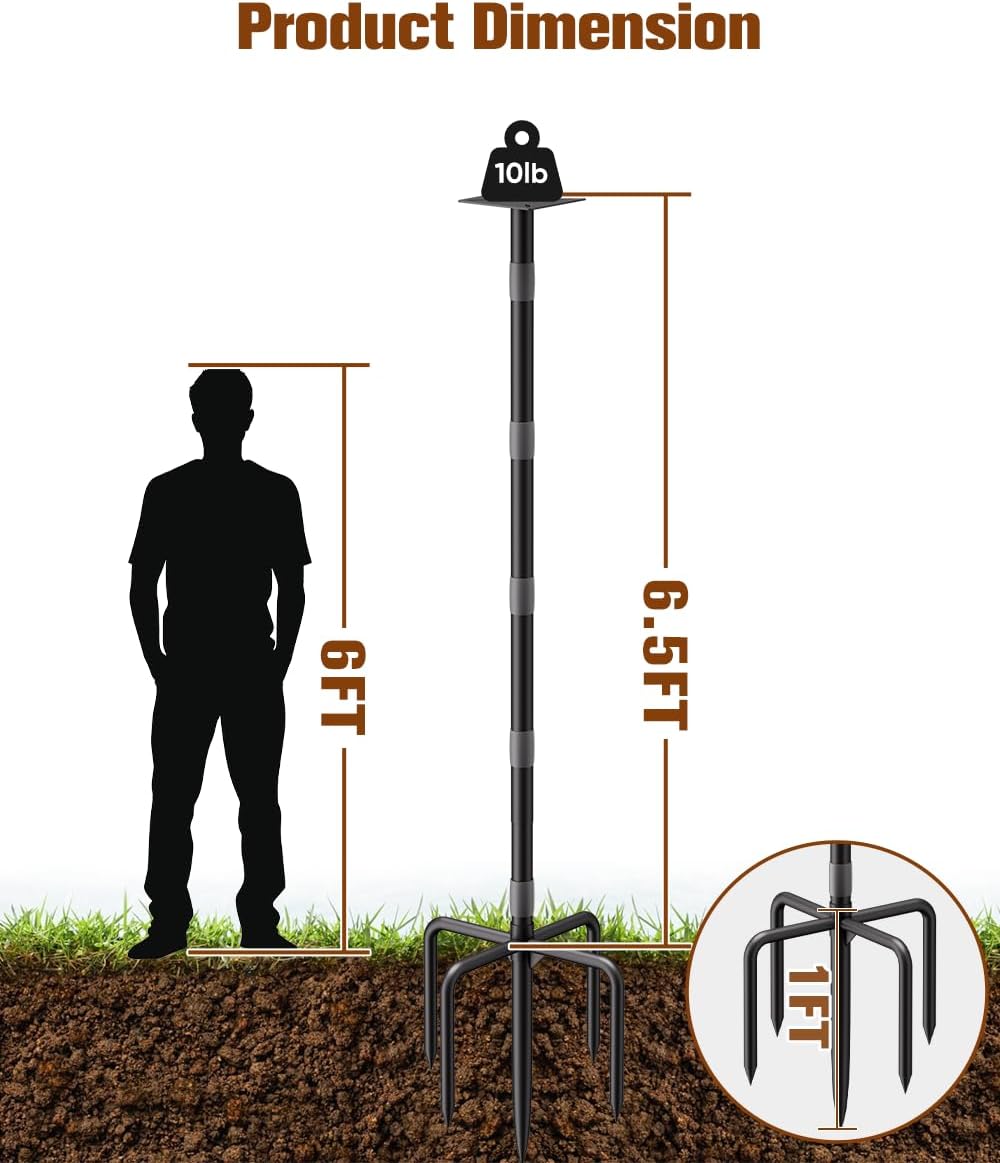 90inch Upgrade Bird House Pole | for Outdoor Bird Feeder Bath, Heavy Duty Adjustable with 4 Plates & 5 Prong Base for